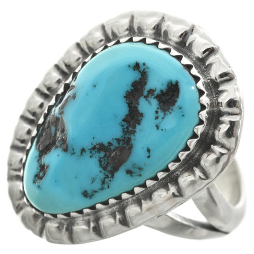 Natural Turquoise Silver Ladies Navajo Ring 31095