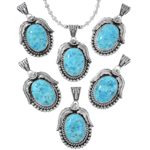 Navajo Birdseye Turquoise Sterling Pendant Silver Bead