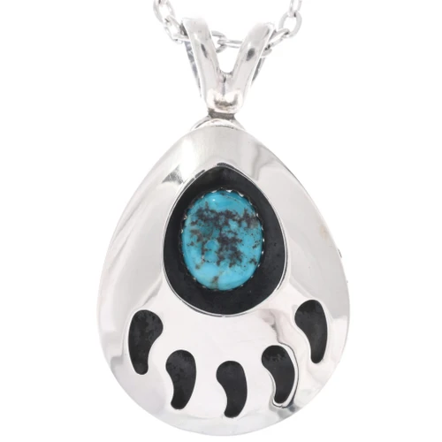 Spiderweb Turquoise Bear Paw Pendant 31775