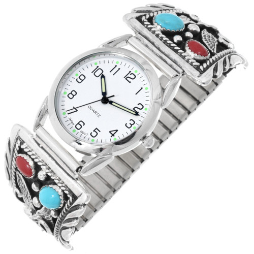 Navajo Turquoise Coral Eagle Mens Watch 33056