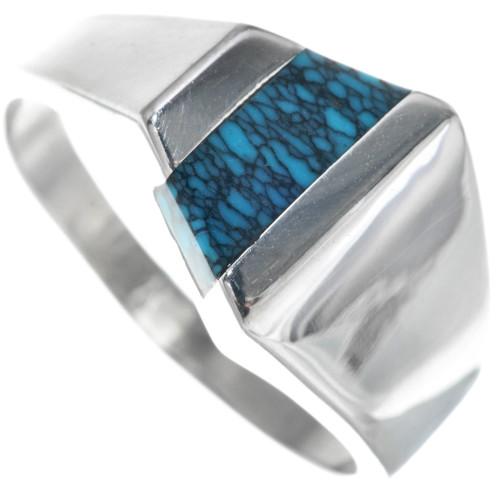 Navajo Blue Spiderweb Turquoise Ring 33841