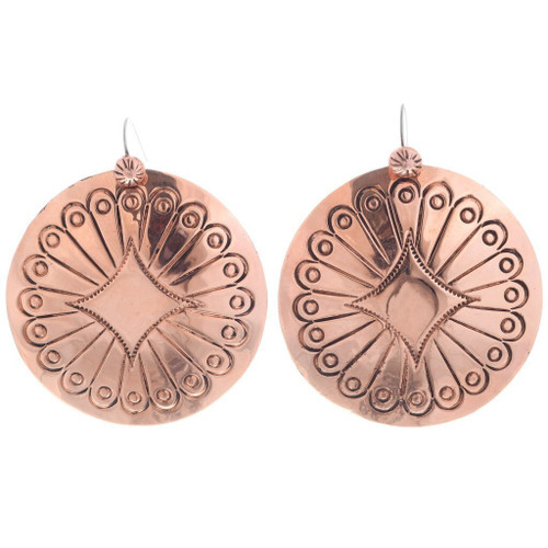 Navajo Round Copper Concho Earrings 35465