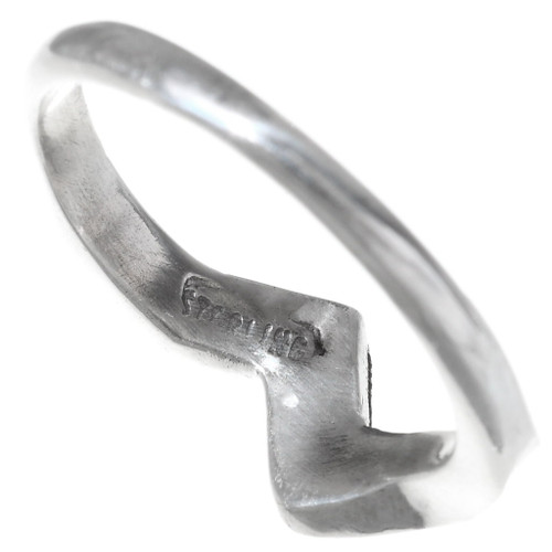 Inlaid Turquoise Zigzag Navajo Silver Ring 35820