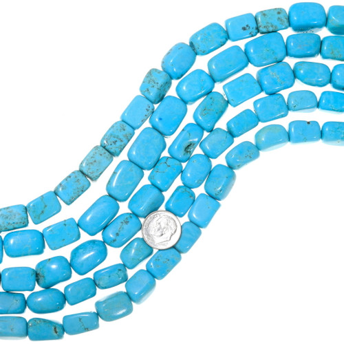 Kingman Blue Turquoise Magnesite Brick Beads 35586