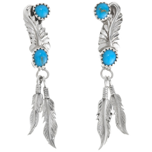 Sterling Silver Turquoise Feather Earrings 39369