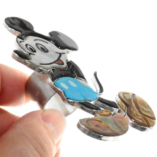 2025年のクリスマスの特別な衣装 Large Inlaid Zuni Mickey Mouse Sterling Ring 39398 アクセサリー