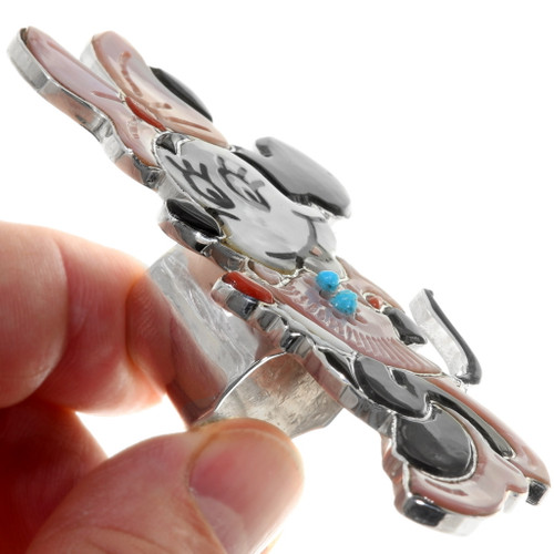 Large Inlaid Zuni Minnie Mouse Sterling Ring 39399 