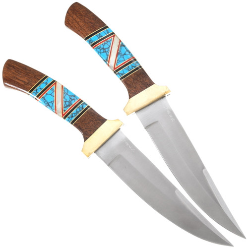 Navajo Bowie knife Turquoise Wood Handle Doris Yazzie - Yourgreatfinds