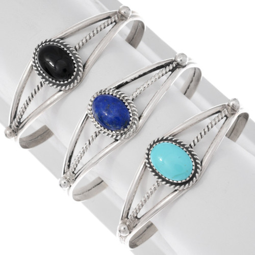 Navajo Sterling Silver Gemstone Bracelet 40720