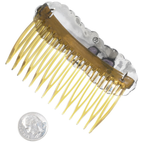 Native American Lapis Hammered Silver Hair Comb Sterling 