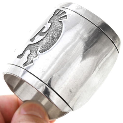 Vintage Kokopelli Overlaid Silver Cuff Hand Sawed Sterling by