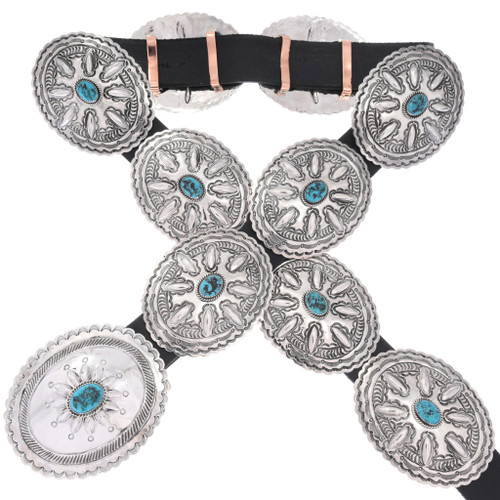 Natural Turquoise Sterling Silver Concho Belt 41050