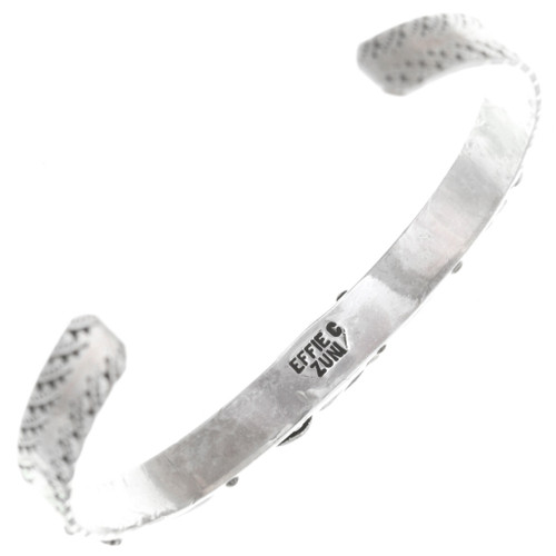 Pretty Zuni Turquoise Silver Bracelet Snake Cuff by Joy Calavaza 41164