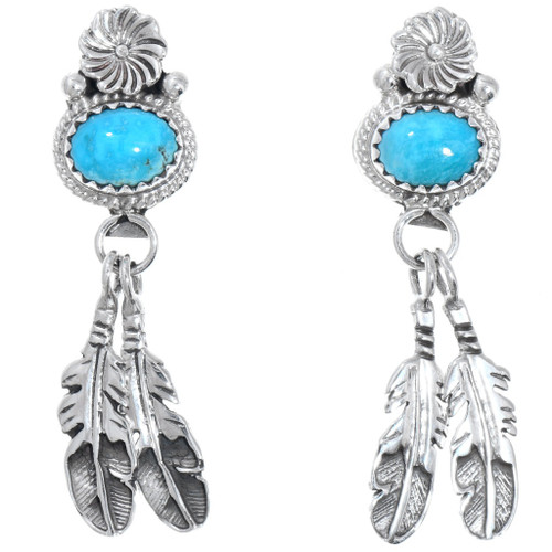 Turquoise Sterling Silver Feather Earrings 41205