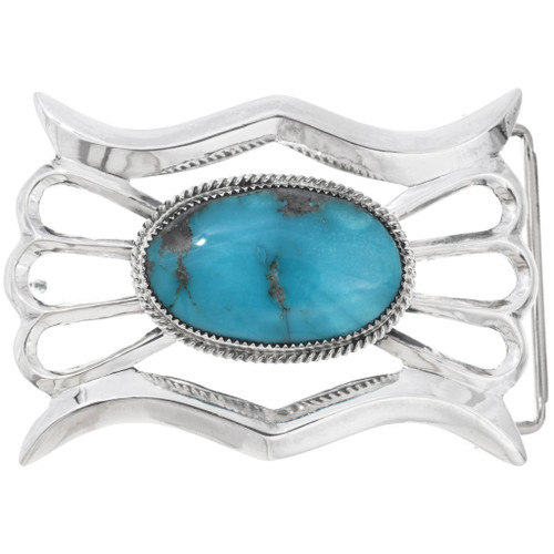 Sterling Silver Blue Turquoise Belt Buckle 41735