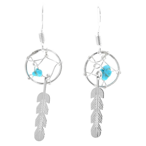 Navajo Sterling Silver Dreamcatcher Earrings 41774