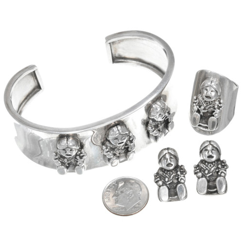 Vintage Sterling Silver Storyteller Bracelet Jewelry Set 40895