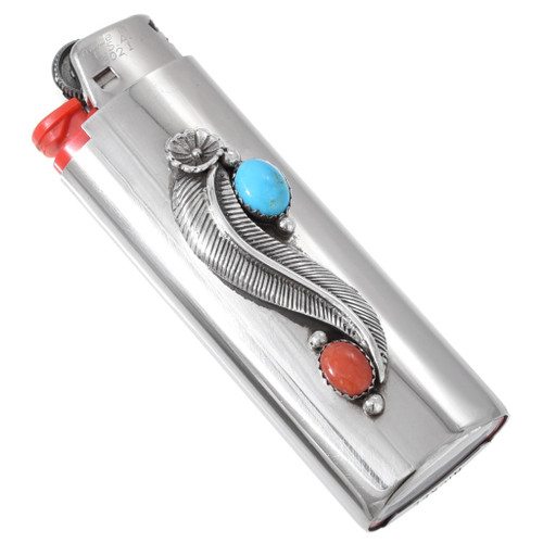 Navajo Turquoise Coral Silver Lighter Case Cover 23006