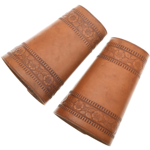 Vintage Cowboy Tooled Leather Wrist Cuffs 42051