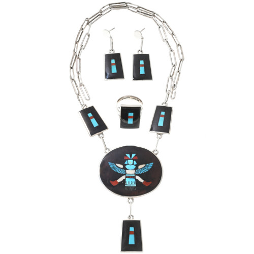 Vintage Sterling Knifewing Necklace Set with Ring 0100