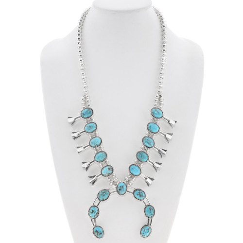 Natural Turquoise Squash Blossom Necklace 41557