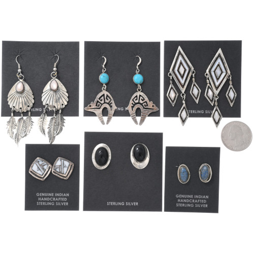 Wholesale Lot of 6 Modern Design Multistone Sterling Silver Post Dangle Earrings 42690