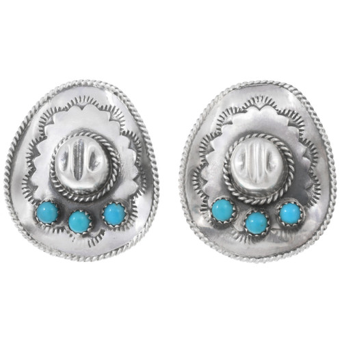 Sterling Silver Turquoise Cowboy Hat Earrings 43006