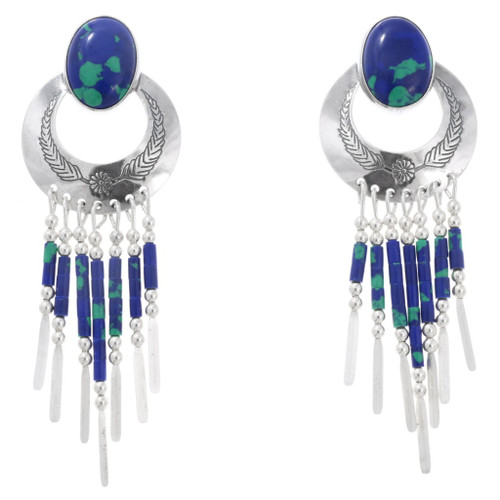 Native American Style Sterling Silver Azurite Earrings 43182