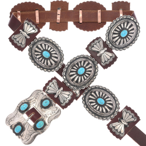 Turquoise Silver Concho Belt 13142