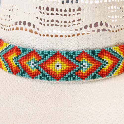Native American Style Inspired Beaded Wolf Hat Band On