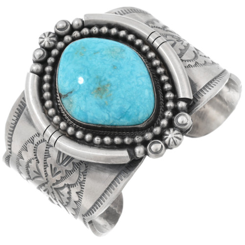 Vintage Navajo Sterling Silver Cuff Arizona Turquoise Bracelet 43523