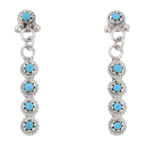 Turquoise Sterling Silver Zuni Dangle Earrings 43862
