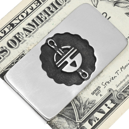 Sunface Silver Money Clip Handmade by Navajo Thomas Begay 0521