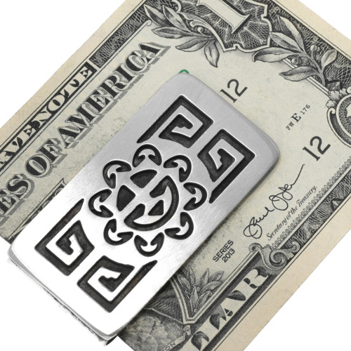 Sunface Symbol Navajo Silver Money Clip 43916