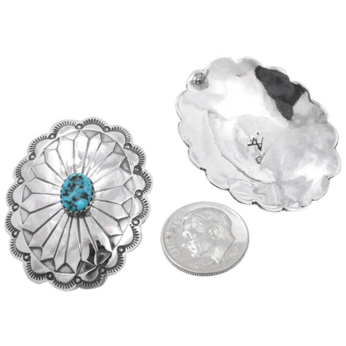 Sterling Silver Navajo Concho Turquoise Earrings 44111