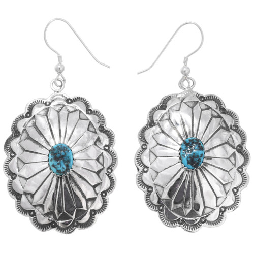 Sterling Silver Turquoise Navajo Made French Hook Earrings 44116