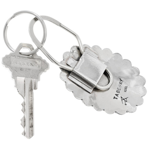Silver Native American Buffalo Design Concho Key Ring by Thomas Begay 44154