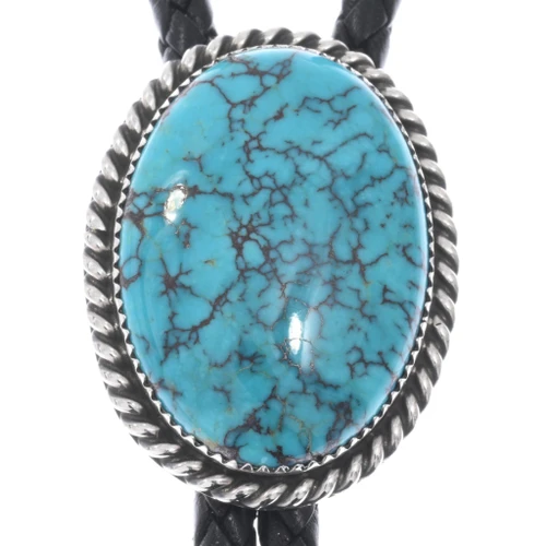 Southwest Sterling Silver Turquoise Bolo Tie 44163