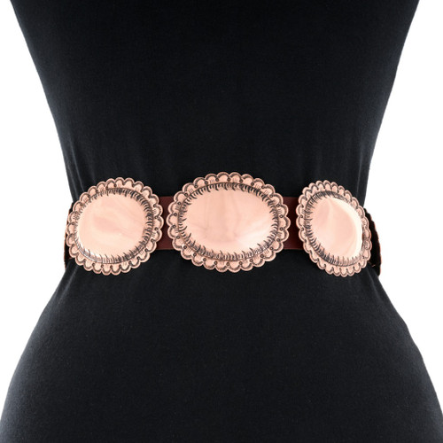 Leather And Copper - Western Metal Concho Belt Angel Ranch Copper Concho Leather Belt — Teskeys main image 3