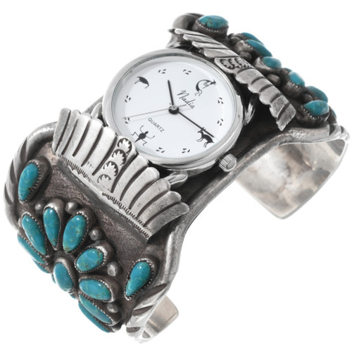 Old Pawn Navajo Cluster Turquoise Wide Watch Cuff by Jonah Nez 1557