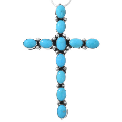 Natural Sleeping Beauty Turquoise Cross Pendant 44605