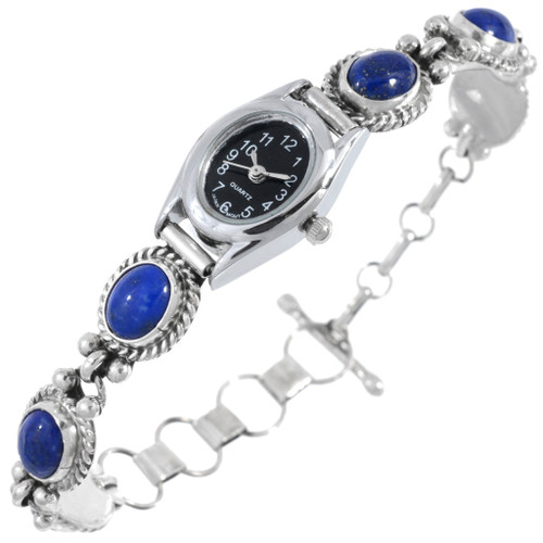 Sterling Silver Lapis Tennis Watch Bracelet 44674