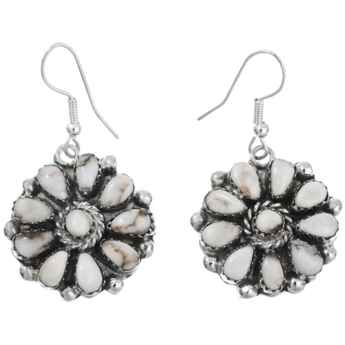 White Buffalo Navajo Cluster Earrings 44982