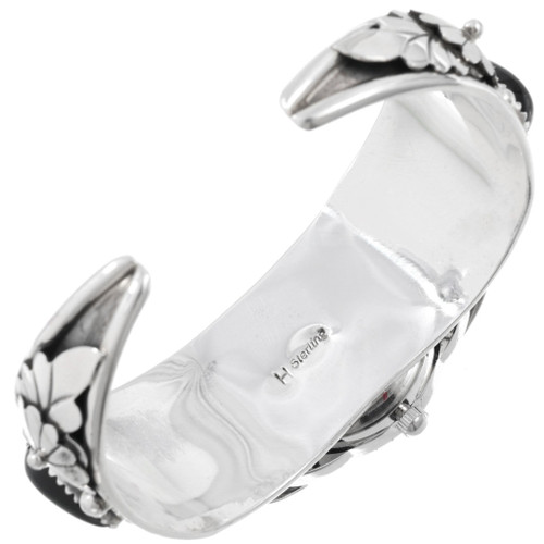 Navajo Black Onyx Silver Ladies Watch Bracelet Cuff 46157