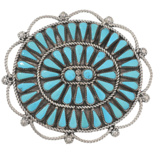 Vintage Zuni Turquoise Belt Buckle Sterling 46414