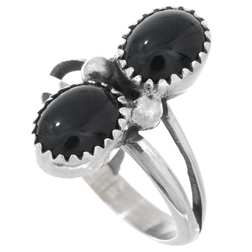 Navajo Black Onyx Sterling Silver Ring 46485