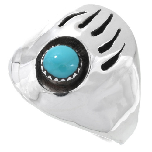 Sterling Turquoise Navajo Ladies Ring Bear Paw Shadowbox Design by Ronnie Lee 1450