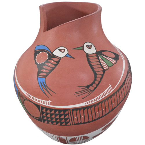 Hand Painted Polychrome Hummingbird Mata Ortiz  Pottery 0076