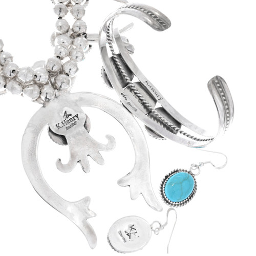 Ithaca Peak Turquoise Navajo Squash Blossom Necklace Set by Keith