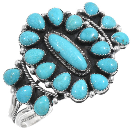 Sterling Silver Navajo Cluster Turquoise Bracelet 47002
